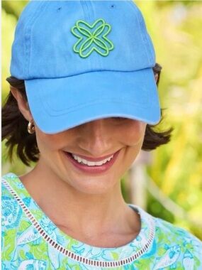 LILLY PULITZER LIMITED EDITION Chambray Logo Baseball Hat in Oceanfront Blue, OS